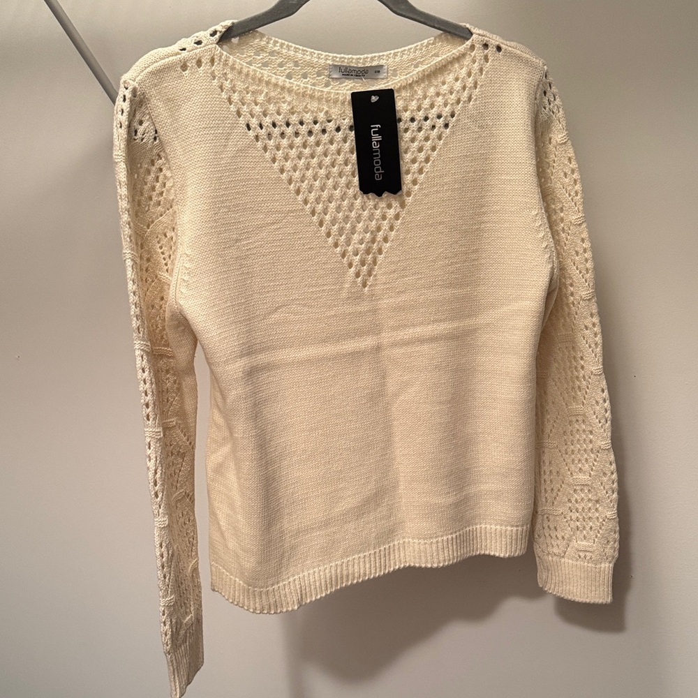 Ivory Lace Knit Women's Blouse